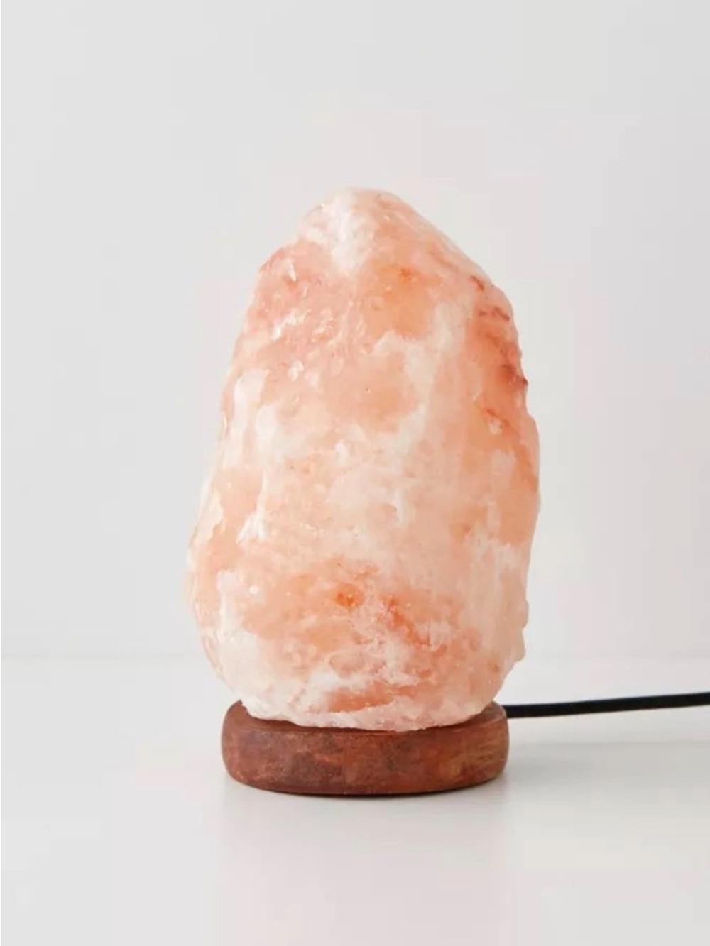 Himalayan Pink Salt Crystal Lamp on Wooden Base; Rock Salt Lamp